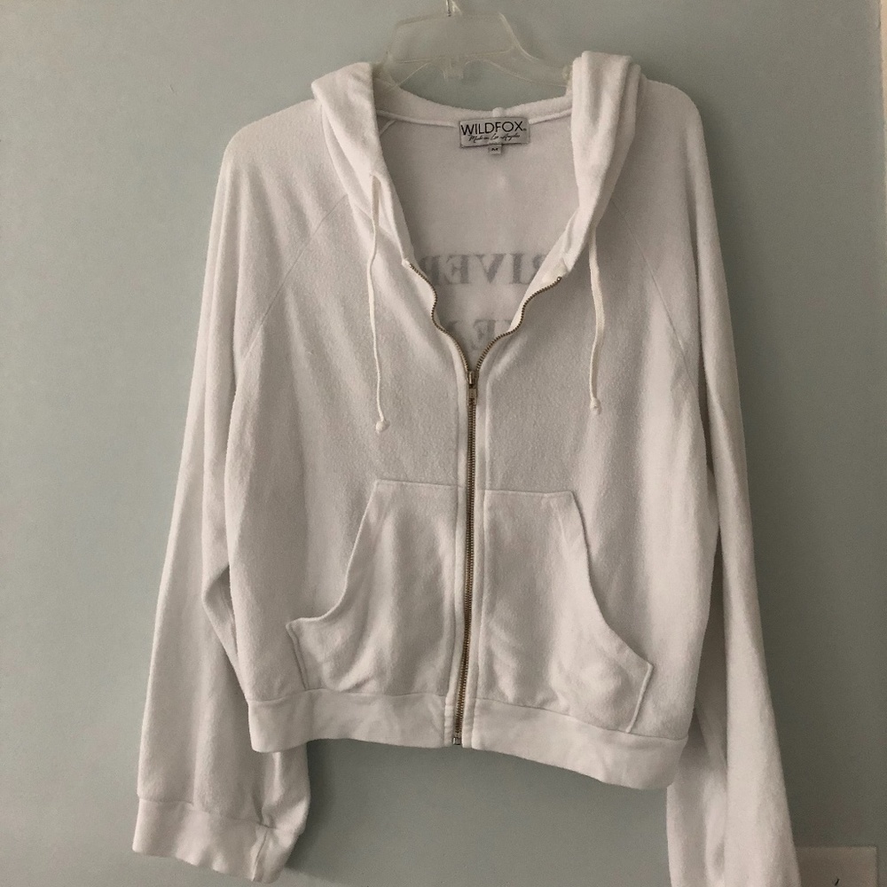 WILDFOX Zip Up Slogan Hoodie